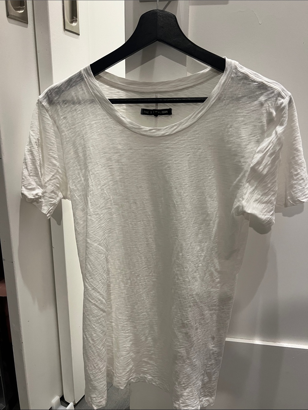 rag & bone White Short Sleeve Crewneck Tee